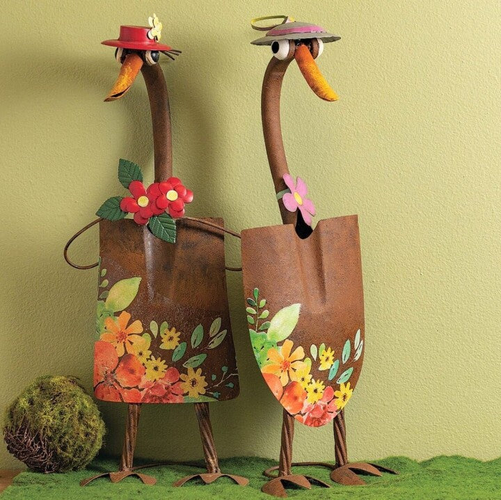 Cute Duck Garden Art Wrought Iron Ornament Statue Sculpture-xinru