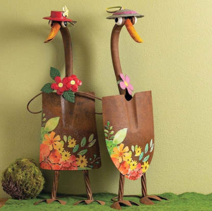 Cute Duck Garden Art Wrought Iron Ornament Statue Sculpture-xinru