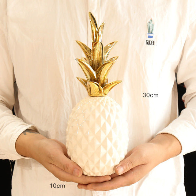Nordic Light Luxury Ceramic Pineapple Golden Creative Home Accessories-xinru