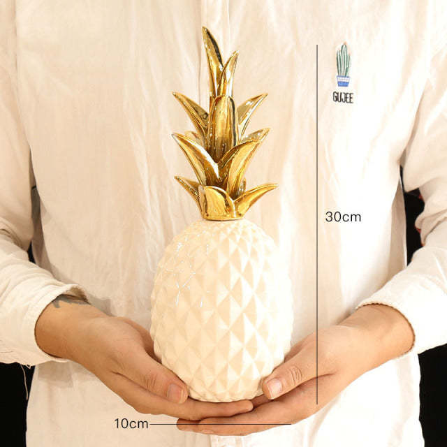 Nordic Light Luxury Ceramic Pineapple Golden Creative Home Accessories-xinru