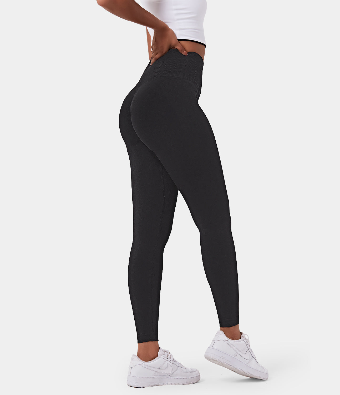 Seamless Flow High Waisted Butt Lifting Plain Full Length Leggings-xinru shop