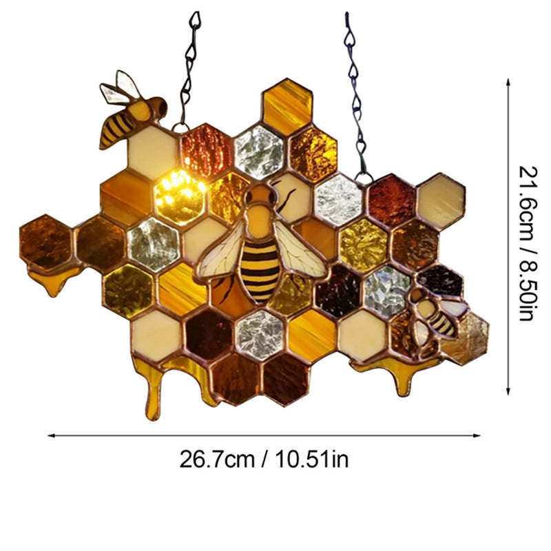 Retro Stained Honeycomb Window Wall Hanging Ornament-xinru