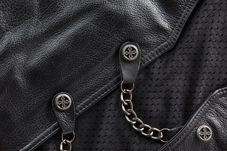 Motorcycle Chain Leather Vest-xinru shop