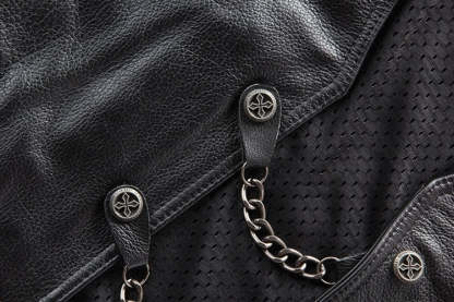 Motorcycle Chain Leather Vest-xinru shop