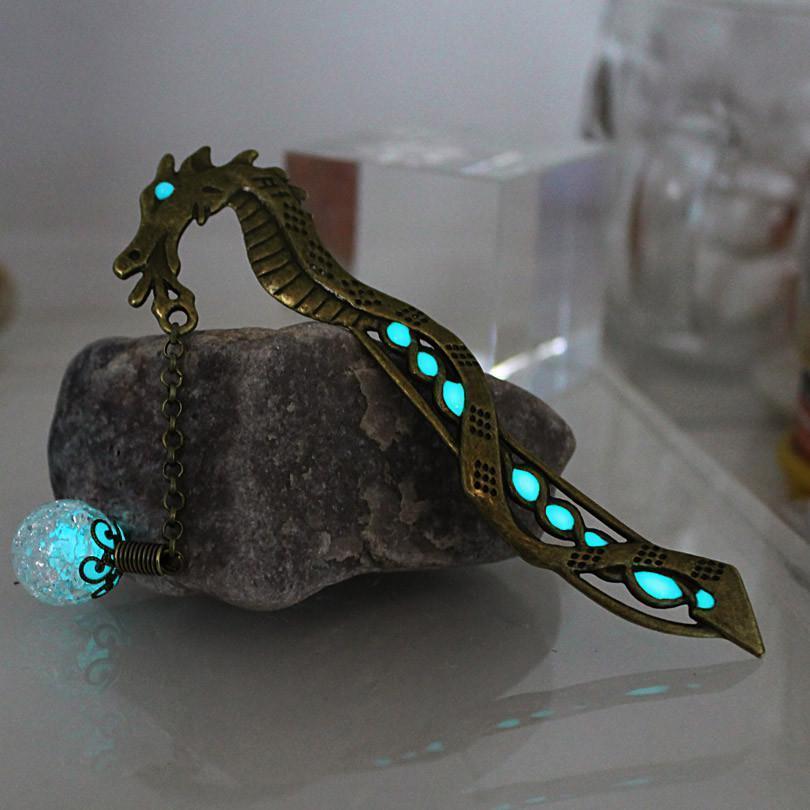 Retro Luminous Night Dragon Bookmark Label Reading Maker Book Stationery-xinru