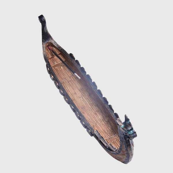 Viking Dragon Boat Waterfall Incense Burner Ceramic Holder-xinru