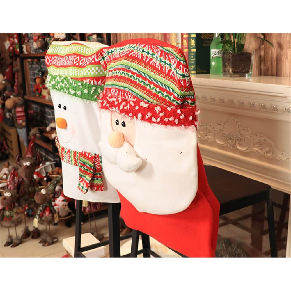 Christmas Chair Covers Santa Snowman Xmas Dinner Chair Back Cover-xinru shop