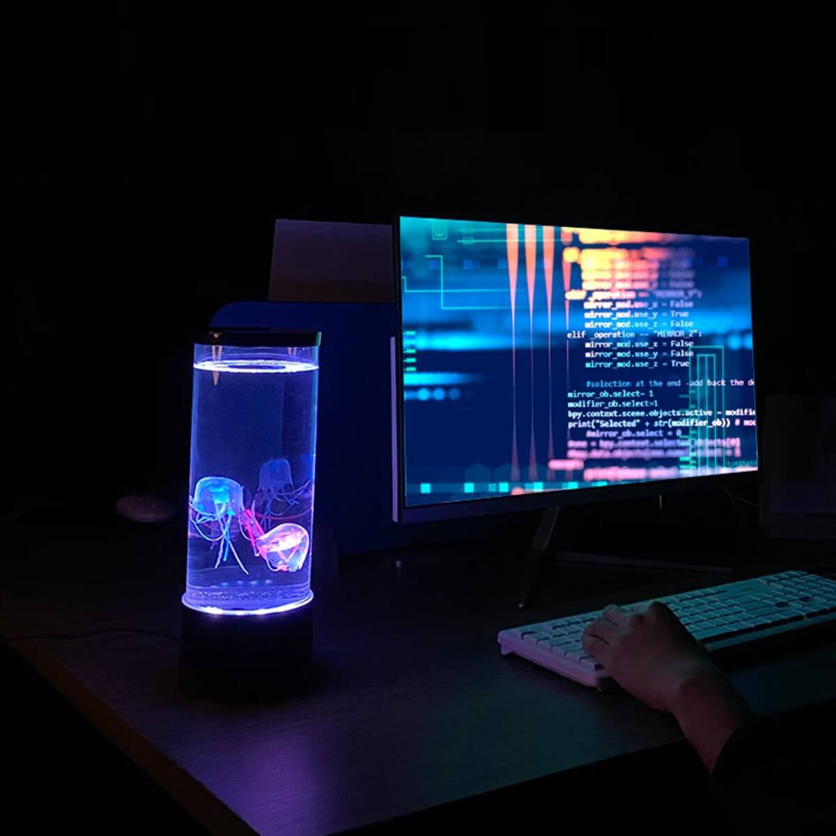 Mini Desktop Aquarium Tower Electric Color LED Jellyfish Light-xinru