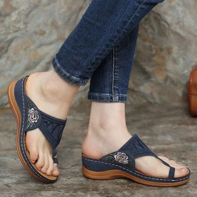 Flower Embroidered Flip Flop Orthopedic Arch-Support Sandals-xinru shop