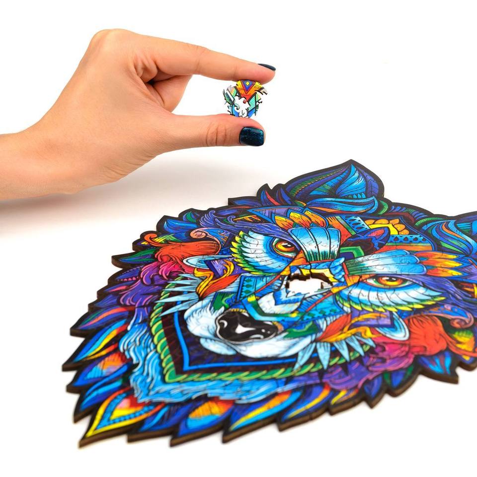 Wooden Jigsaw Puzzle Majestic Wolf With Box-xinru