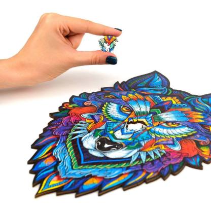 Wooden Jigsaw Puzzle Majestic Wolf With Box-xinru