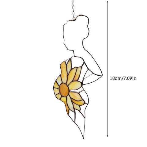 Stained Acrylic Pregnant Woman Art Pendant Size