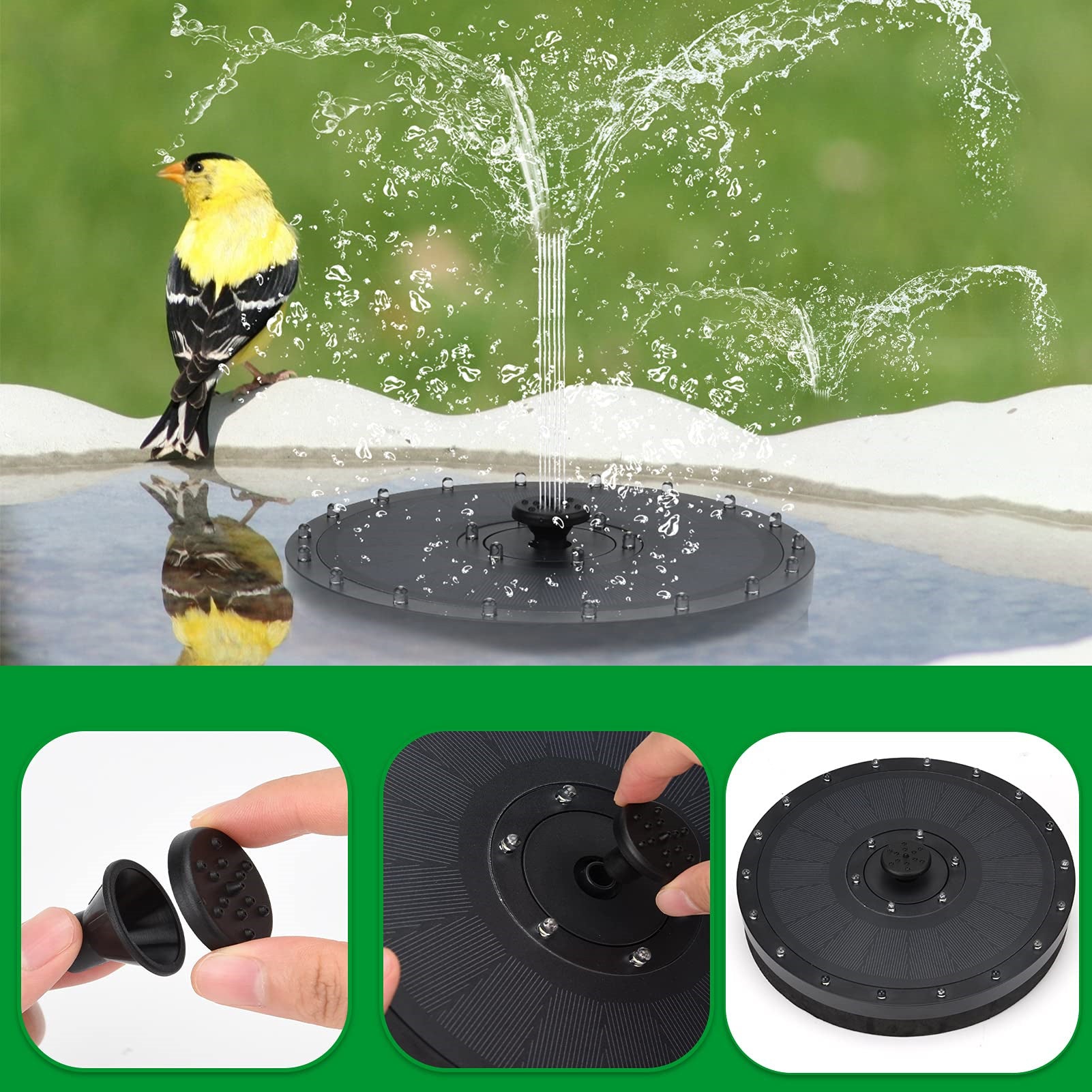 Floating Solar Bird Bath Fountain Kit Lamp-xinru