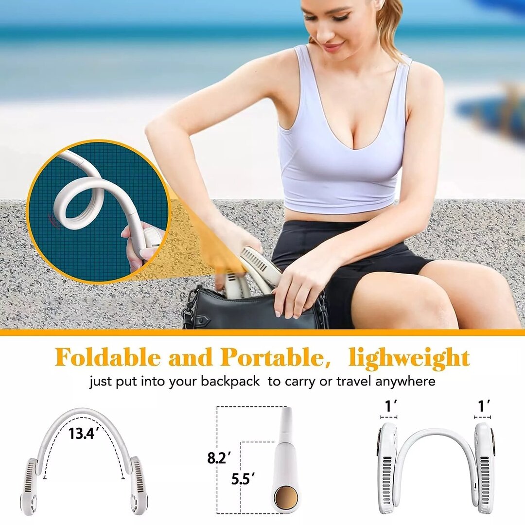 Upgraded Portable Neck Fan 350鎺砇otation Bladeless Personal Neck Fan-xinru