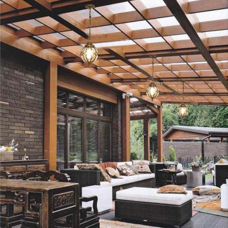 European Retro Spherical 1-Light Outdoor Waterproof Pendant Light-xinru