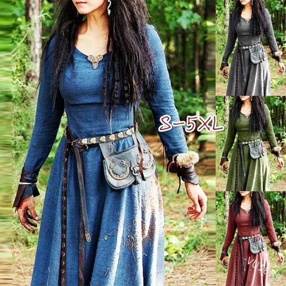 Renaissance Viking Long Sleeve Dress-xinru