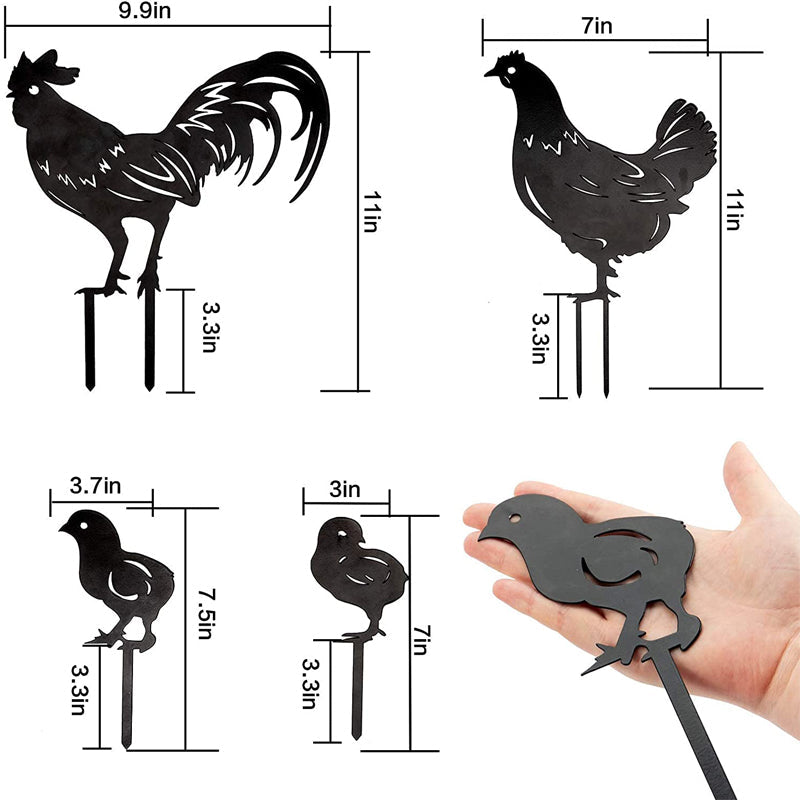 4 Pcs Garden Metal Chicken Yard Stakes Hollow Waterproof Acrylic-xinru