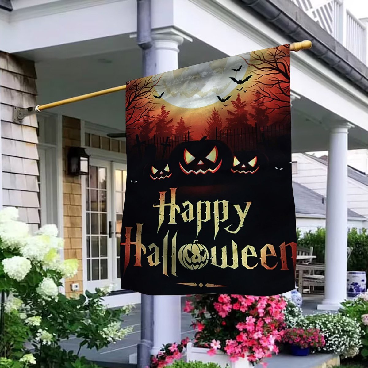 Spooky Pumpkins Halloween Black Halloween Gifts Garden House Flag-xinru shop