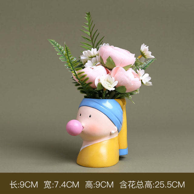 Creative Interesting Cartoon Animal Head Flowers Plant Pot-xinru
