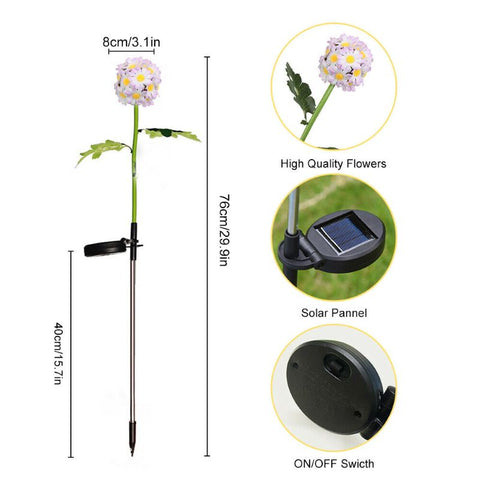 Outdoor Solar LED Light Flower Chrysanthemum Garden Stake Dimension