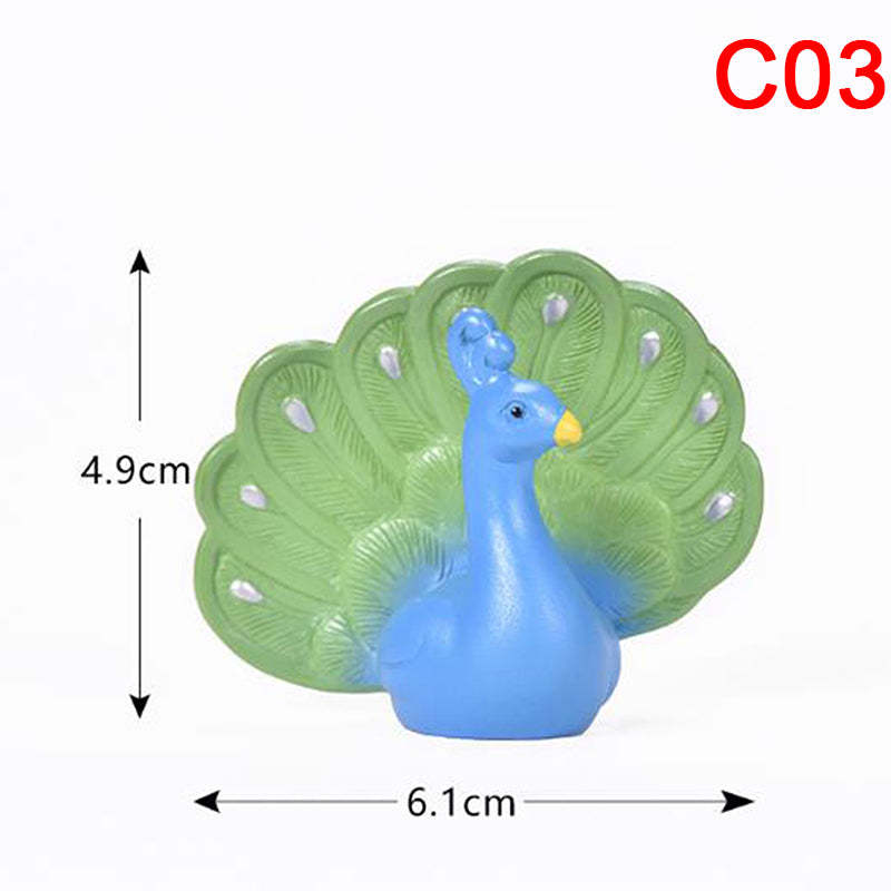 Mini Animals Craft Garden Micro Landscape Decor DIY Peacock Ornament Figurine-xinru