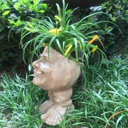 Antique White Sister Suzy Q the Muggly Face Statue Planter-xinru