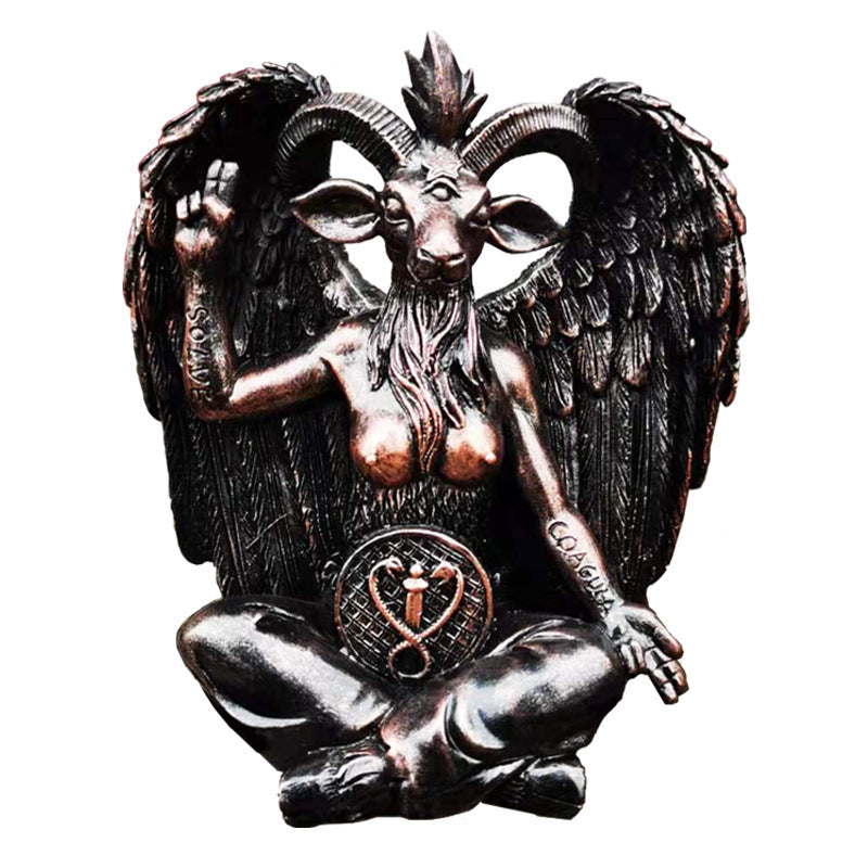 Satanic Idol Baphomet Sculpture Sitting Meditation Magic Goat-xinru