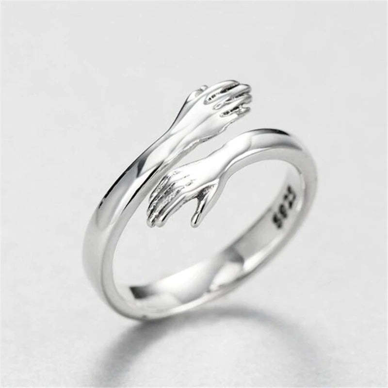Women Sterling Silver Adjustable Love Hug Ring-xinru