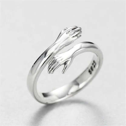 Women Sterling Silver Adjustable Love Hug Ring-xinru