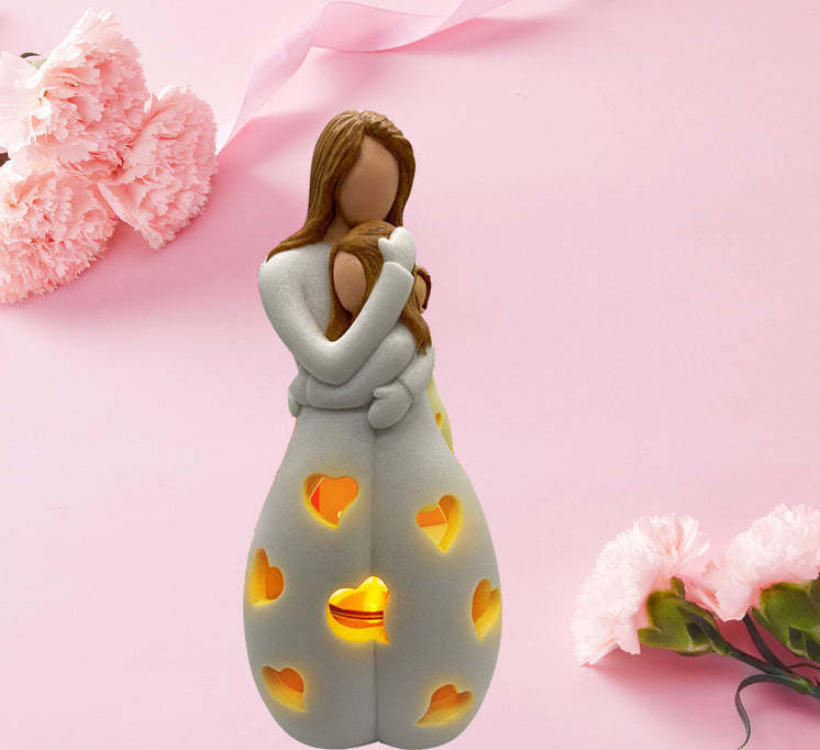 Mother's Day Gift Candle Holder Statue W/ Flickering Led Candle-xinru