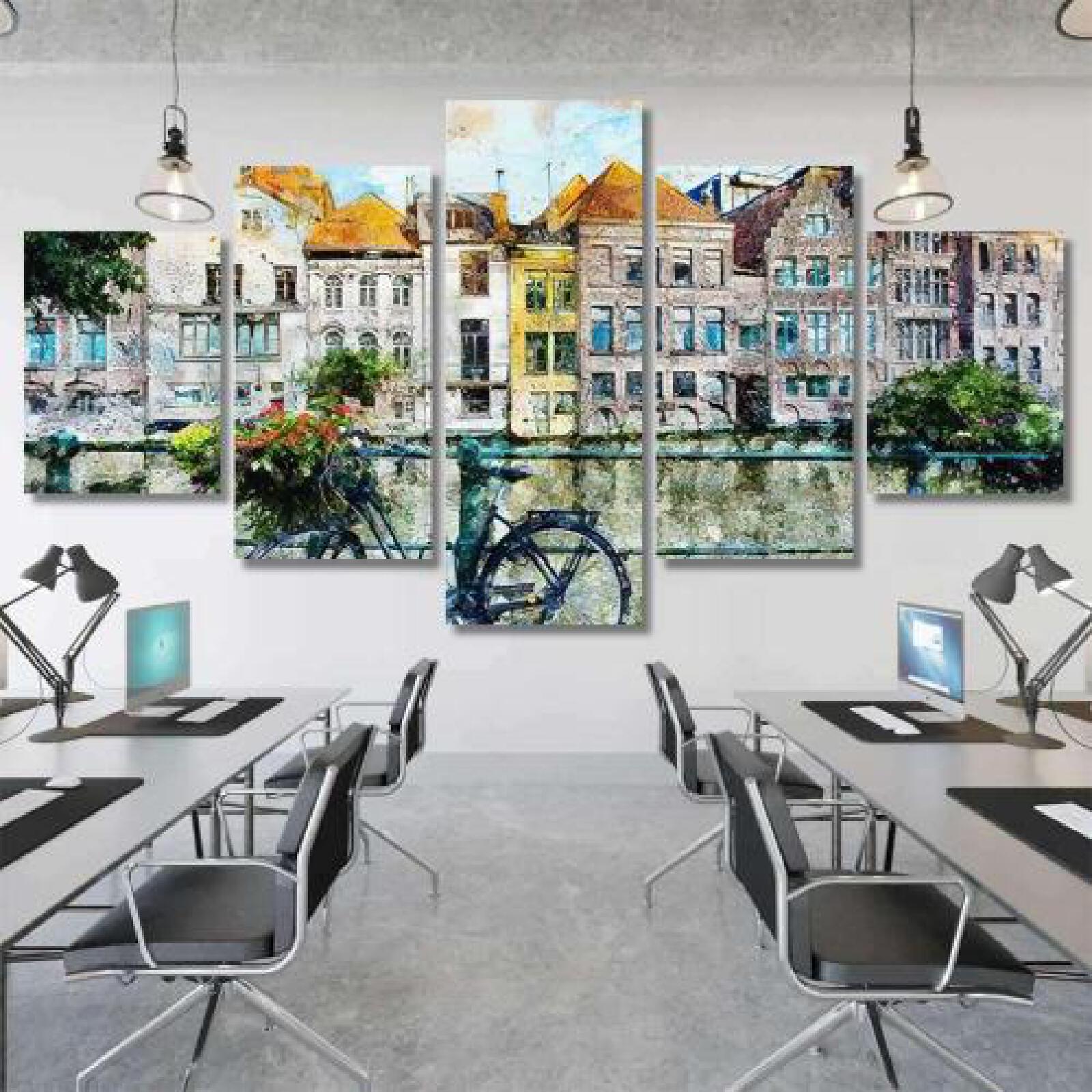 Watercolor Landscape Gent Ghent Belgium Scenery-xinru shop