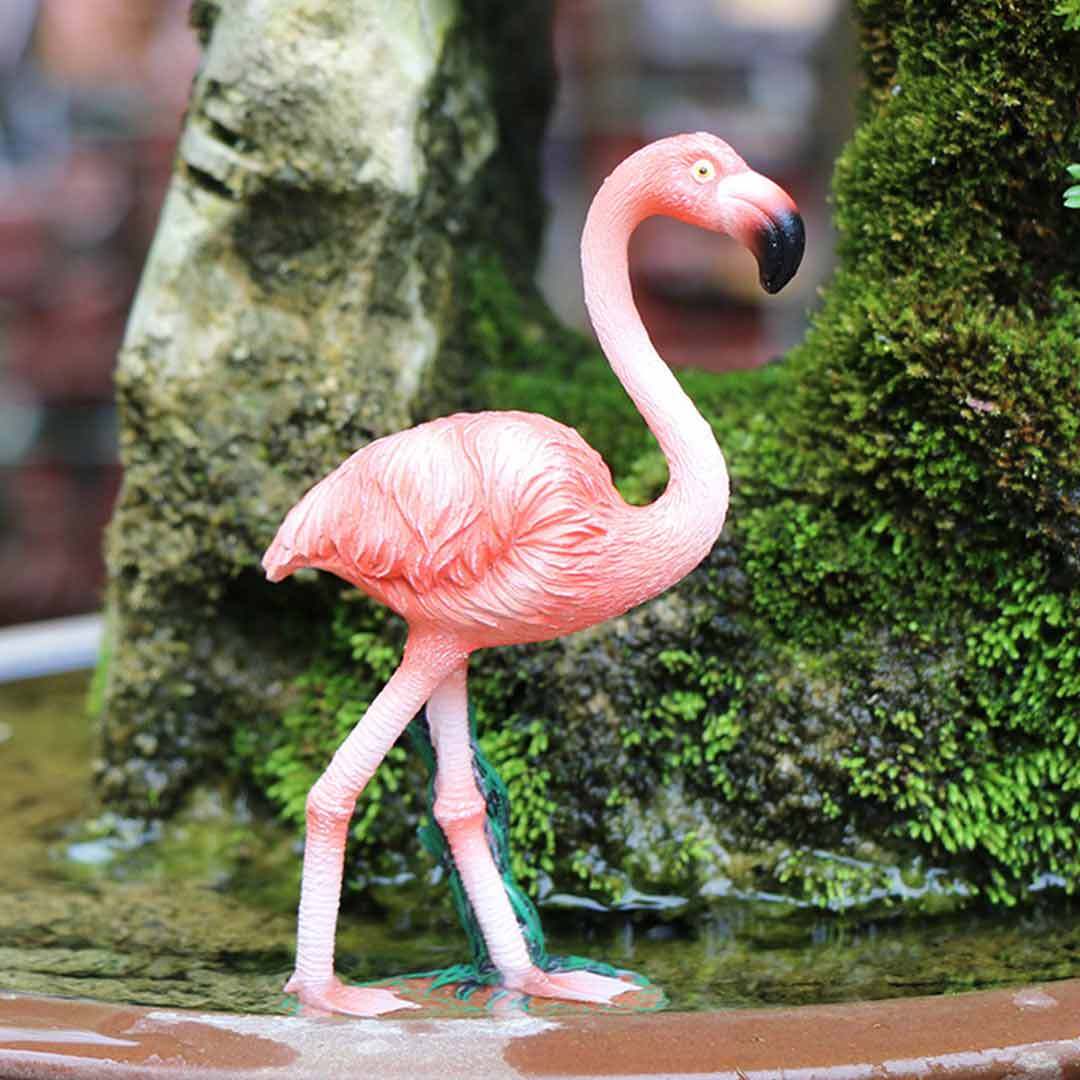 Flamingo Figurine Cute Animals Ornaments Fairy Garden Miniatures Terrarium Decor-xinru