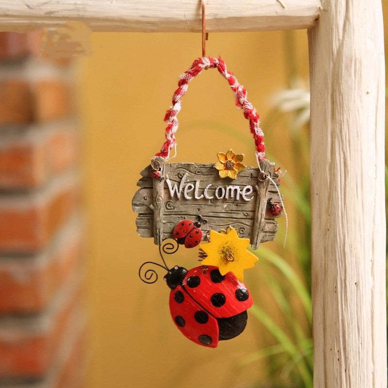 Ladybug Sunflower Welcome Door Hanger Set-xinru