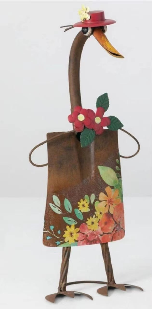 Cute Duck Garden Art Wrought Iron Ornament Statue Sculpture-xinru