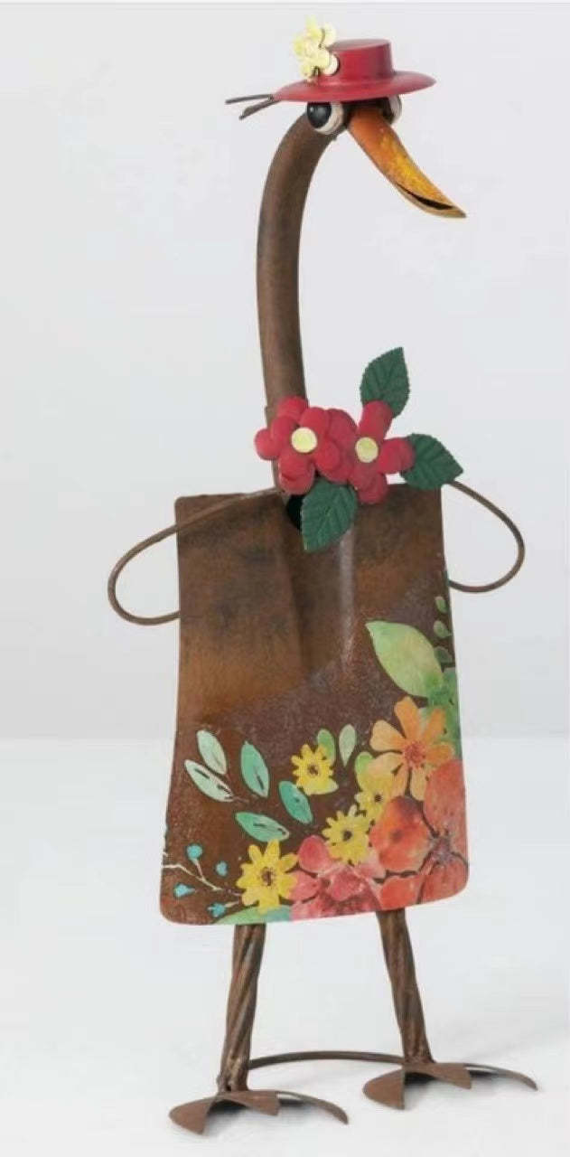 Cute Duck Garden Art Wrought Iron Ornament Statue Sculpture-xinru