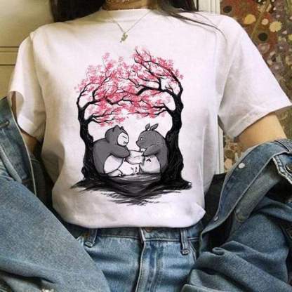 Totoro Studio Ghibli Harajuku Kawaii T-Shirt For Women Ullzang Miyazaki Hayao Tshirt-xinru