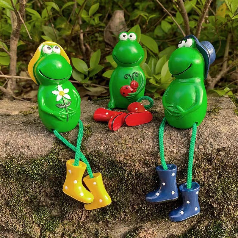Gardening Resin Statue Cute Sitting Frog In Rain Boots Decorative Garden Ornament-xinru