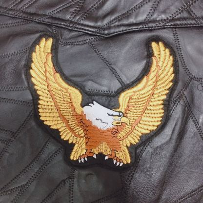 Hand Embroidery Motorcycle Leather Vest For Rider Golden Eagle-xinru shop