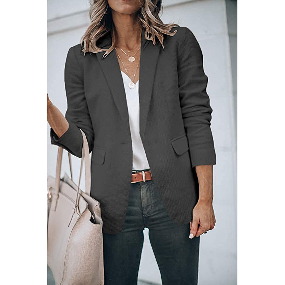 Ladies Casual Office Cardigan Long Sleeve Blazer-xinru