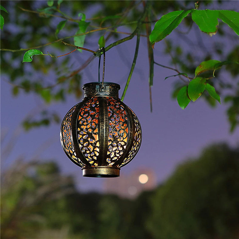 Solar Lamp Hanging Waterproof Metal Retro Lantern Decoration-xinru