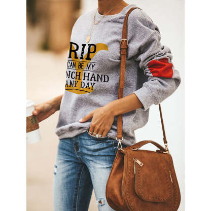 Women's Rip Can Be My Ranch Hand Any Day Yellowstone Dutton Ranch Sweatshirts Letter Round Neck Sweatshirt-xinru shop