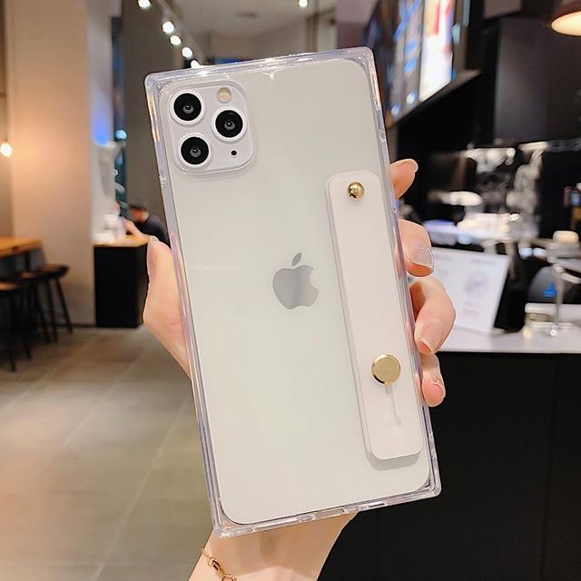 Clear Square Case + Wrist Strap-xinru