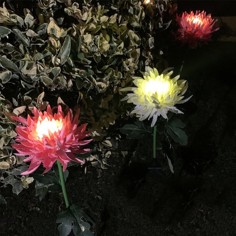 Solar Garden Chrysanthemum Flower Pile Lamp Outdoor Decoration-xinru