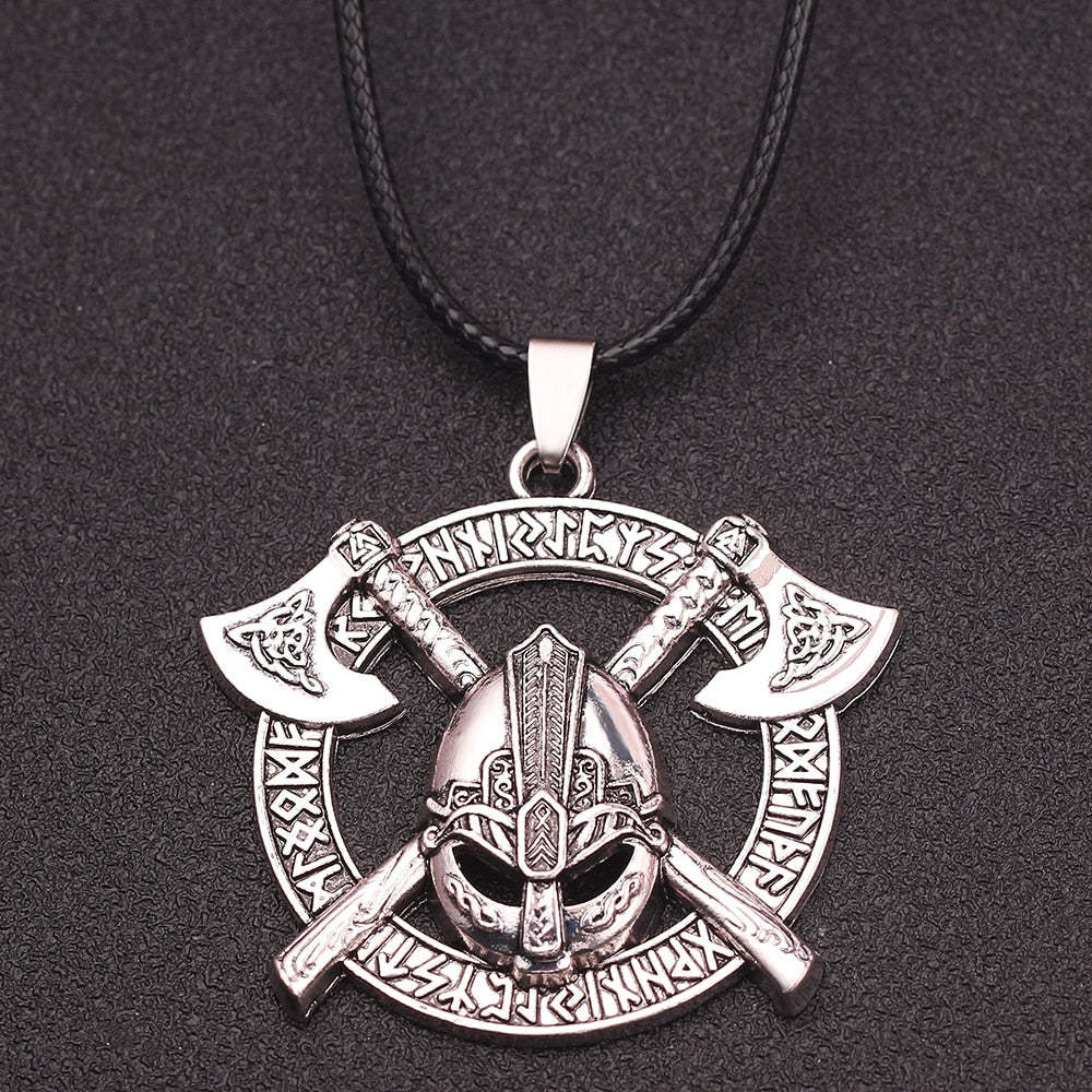 Viking Men Odin Raven Slavic Amulet Sword Axe Helmet Pendant Necklaces-xinru