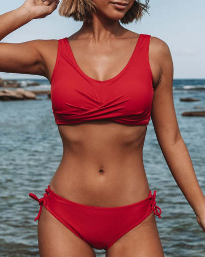 Women's Solid Color Cross Straps Bikinis-xinru