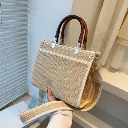 ウーブンバッグ大容量トートバッグ-xinru shop