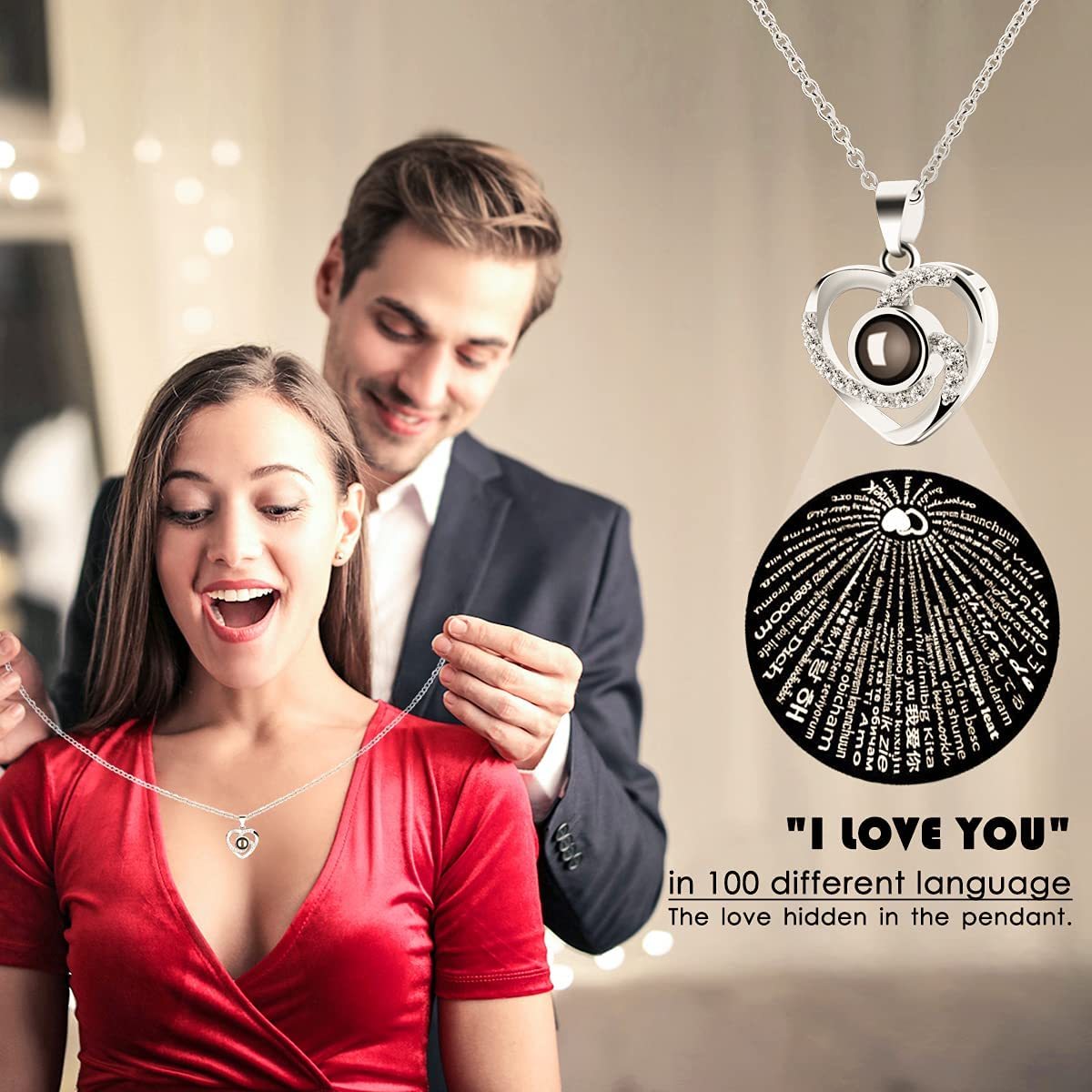 Mother's Day Gift Soap Flower with Necklace I Love You in Gift Set Gift-xinru