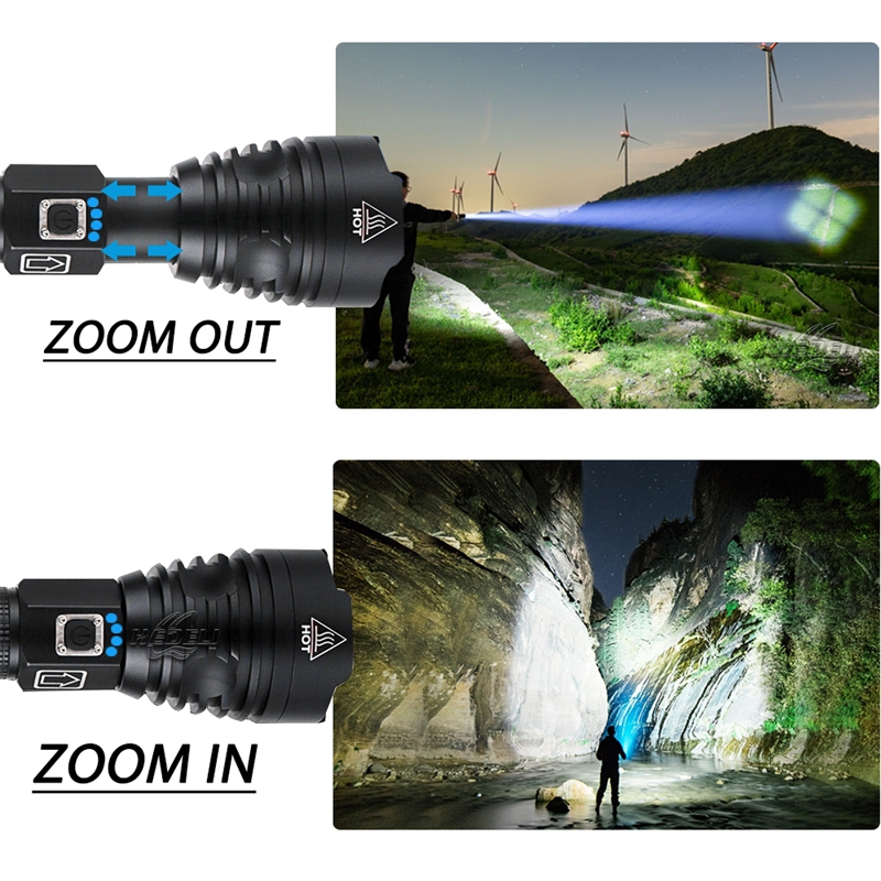 120,000 Lumens Outdoor Waterproof Powerful Flashlight USB Charging-xinru