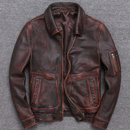 Distressed Lapel Cropped Leather Jacket-xinru shop