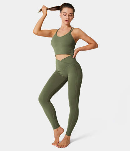 Cloudful® Crossover Pocket Plain 7/8 Leggings-xinru shop